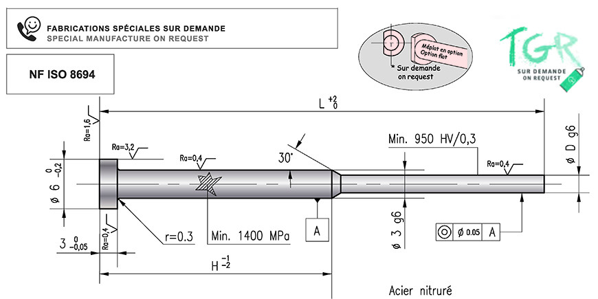 H NITRIDED STEPPED EJECTOR PIN