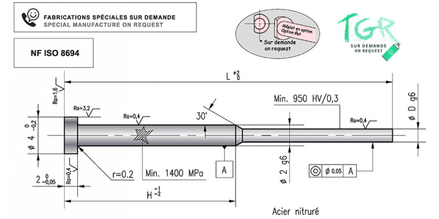 H NITRIDED STEPPED EJECTOR PIN